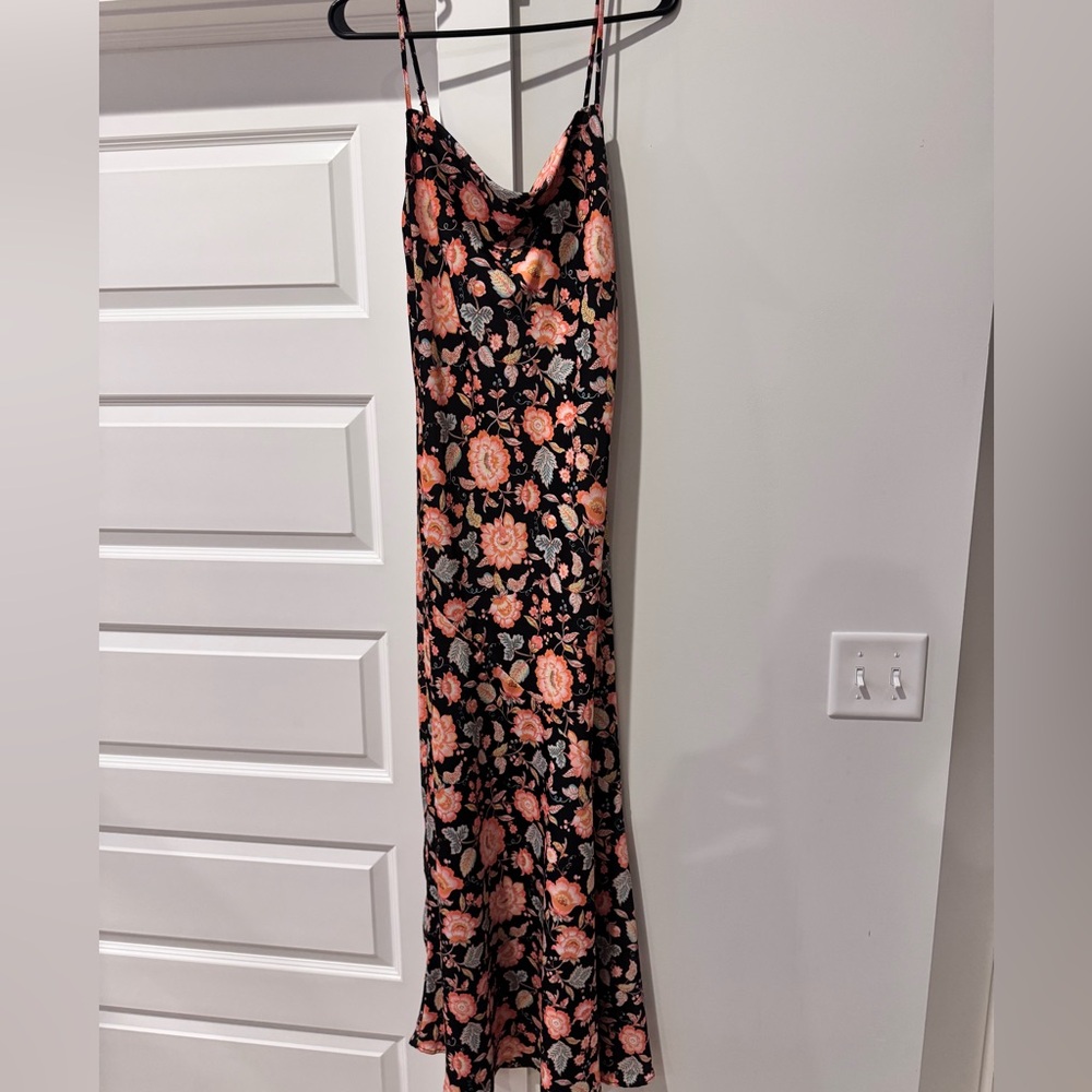 Forever 21 Black and Pink Floral Maxi Dress